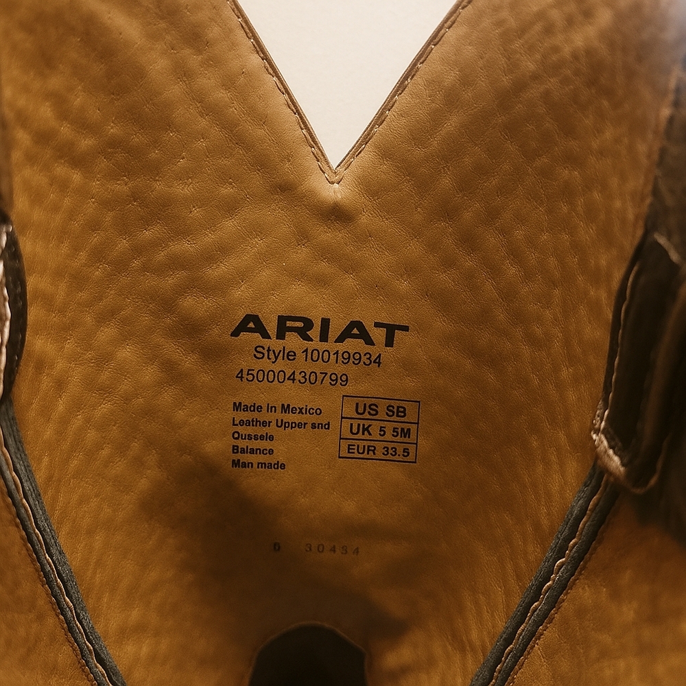 Ariat Vaquera Western Boots 8B Black Red Stitch Square Toe Cowgirl Ranch Core 🤠 - Picture 7 of 10